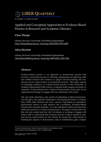 Applied and conceptual approaches to evidence-based practice in research and academic libraries