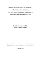 Aspects of the ecology of the koala, Phascolarctos cinereus, in a tall coastal production forest in north eastern New South Wales