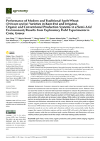 Performance of Modern and Traditional Spelt Wheat (Triticum spelta) Varieties in Rain-Fed and Irrigated, Organic and Conventional Production Systems in a Semi-Arid Environment; Results from Exploratory Field Experiments in Crete, Greece