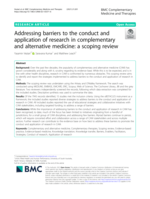 Addressing barriers to the conduct and application of research in complementary and alternative medicine: a scoping review