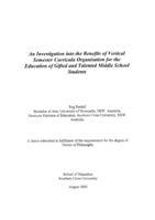 An investigation into the benefits of vertical semester curricula organisation for the education of gifted and talented middle school students