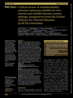 Critical review of multimorbidity outcome measures suitable for low-income and middle-income country settings: perspectives from the Global Alliance for Chronic Diseases (GACD) researchers