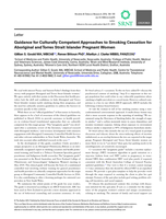 Letter: Guidance for Culturally Competent Approaches to Smoking Cessation for Aboriginal and Torres Strait Islander Pregnant Women