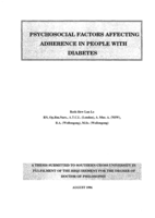 Psychological factors affecting adherence in people with diabetes (Citation and Abstract only)