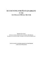 Accounting for Sustainability in the Australian Rural Sector