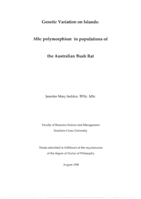 Genetic variation on islands: Mhc polymorphism in populations of the Australian bush rat