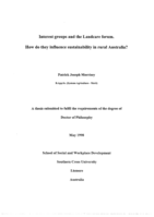 Interest groups and the Landcare Forum: how do they influence sustainability in rural Australia?