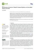 Backhousia citriodora F. Muell. (Lemon Myrtle), an Unrivalled Source of Citral