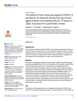 The effects of the measures against COVID-19 pandemic on physical activity among school-aged children and adolescents (6–17 years) in 2020: A protocol for systematic review