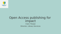 Open Access publishing for impact: opportunities for SCU researchers