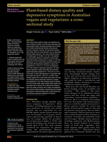 Plant-based dietary quality and depressive symptoms in Australian vegans and vegetarians: a cross-sectional study