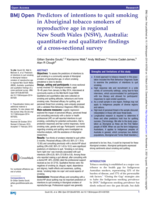 Predictors of intentions to quit smoking in Aboriginal tobacco smokers of reproductive age in regional New South Wales (NSW), Australia: quantitative and qualitative findings of a cross-sectional survey