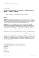 Clinical characteristics of Australian osteopaths who teach: A national sample