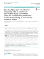 Severity of back pain may influence choice and order of practitioner consultations across conventional, allied and complementary health care: a cross-sectional study of 1851 mid-age Australian women