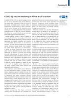 COVID-19 vaccine hesitancy in Africa: a call to action