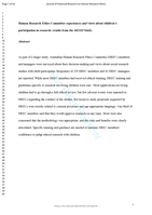 Human Research Ethics Committee Experiences and Views About Children's Participation in Research: Results From the MESSI Study