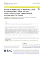 Health-related quality of life among Ebola survivors in Sierra Leone: the role of socio-demographic, health-related and psycho-social factors.