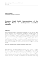 Presumed Dead: Gothic Representations of the Missing Person in Contemporary Australian Literature