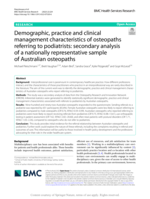 Demographic, practice and clinical management characteristics of osteopaths referring to podiatrists: secondary analysis of a nationally representative sample of Australian osteopaths