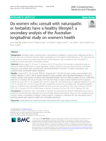 Do women who consult with naturopaths or herbalists have a healthy lifestyle?: a secondary analysis of the Australian longitudinal study on women’s health
