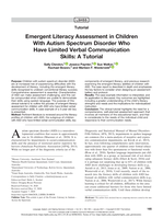 Emergent literacy assessment in children with autism spectrum disorder who have limited verbal communication skills: a tutorial