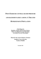 Post-exercise central blood pressure and haemodynamics among a treated hypertensive population