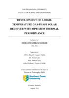 Development of a high-temperature gas-phase solar receiver with optimum thermal performance