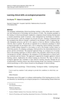 Learning clinical skills: an ecological perspective