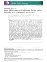 High fidelity dialectical behaviour therapy online: Learning from experienced practitioners