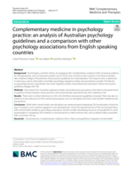 Complementary medicine in psychology practice: an analysis of Australian psychology guidelines and a comparison with other psychology associations from English speaking countries