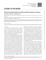 Letter to the Editor: Opioid Prescribing Patterns by Naturopathic Physicians in Oregon