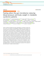 Fasting alters the gut microbiome reducing blood pressure and body weight in metabolic syndrome patients