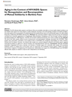 Aging in the Context of HIV/AIDS: Spaces for Renegotiation and Recomposition of Mutual Solidarity in Burkina Faso