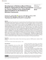 Development of Evidence-Based Chinese Medicine Clinical Service Recommendations for Cancer Palliative Care Using Delphi Approach Based on the Evidence to Decision Framework