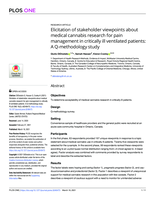 Elicitation of stakeholder viewpoints about medical cannabis research for pain management in critically ill ventilated patients: A Q-methodology study