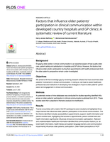 Factors that influence older patients' participation in clinical communication within developed country hospitals and GP clinics: A systematic review of current literature