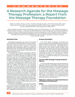A Research Agenda for the Massage Therapy Profession: a Report from the Massage Therapy Foundation