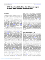Commentary: COVID-19 and mental health of older Africans: an urgency for public health policy and response strategy