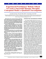 Experienced Practitioners’ Beliefs Utilized to Create a Successful Massage Therapist Conceptual Model: a Qualitative Investigation