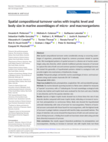 Spatial compositional turnover varies with trophic level and body size in marine assemblages of micro‐ and macroorganisms