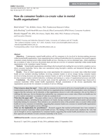 How do consumer leaders co-create value in mental health organisations?