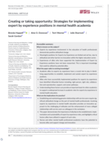 Creating or taking opportunity: Strategies for implementing expert by experience positions in mental health academia