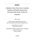 DEEP: A qualitative study of the leisure constraints, negotiation and benefits experienced by adventurous baby boomer women who scuba dive