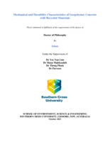 Mechanical and durability characteristics of geopolymer concrete with recycled materials
