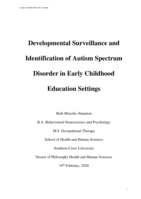 Developmental surveillance and identification of Autism Spectrum Disorder in early childhood education settings