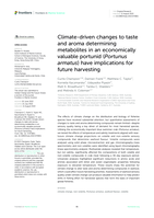 Climate-driven changes to taste and aroma determining metabolites in an economically valuable portunid (Portunus armatus) have implications for future harvesting