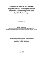 Manganese and nickel uptake, depuration and toxicity in the sea anemone Exaiptasia pallida and Symbiodinium spp.