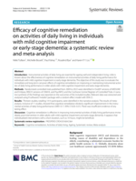 Efficacy of cognitive remediation on activities of daily living in individuals with mild cognitive impairment or early-stage dementia: a systematic review and meta-analysis