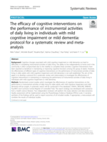 The efficacy of cognitive interventions on the performance of instrumental activities of daily living in individuals with mild cognitive impairment or mild dementia: protocol for a systematic review and meta-analysis