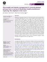 Overweight and obesity management in musculo-skeletal primary care: a survey of Australian health practitioners exploring 'the elephant in the room